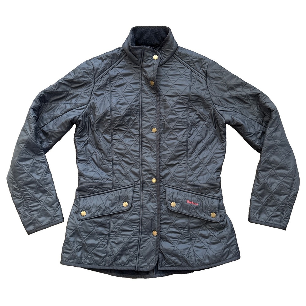 Barbour Cavalry Polarquilt Jacket Womens US 8 Navy Quilted Fleece Lined Riding